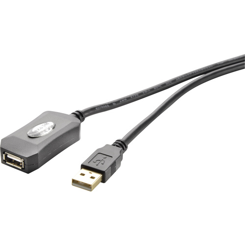 Renkforce USB-Kabel USB 2.0 USB-A Stecker, USB-A Buchse 5.00 m Schwarz vergoldete Steckkontakte RF-4080774