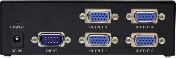 Digitus DS-42110 4 Port VGA-Splitter 2048 x 1536 Pixel Schwarz