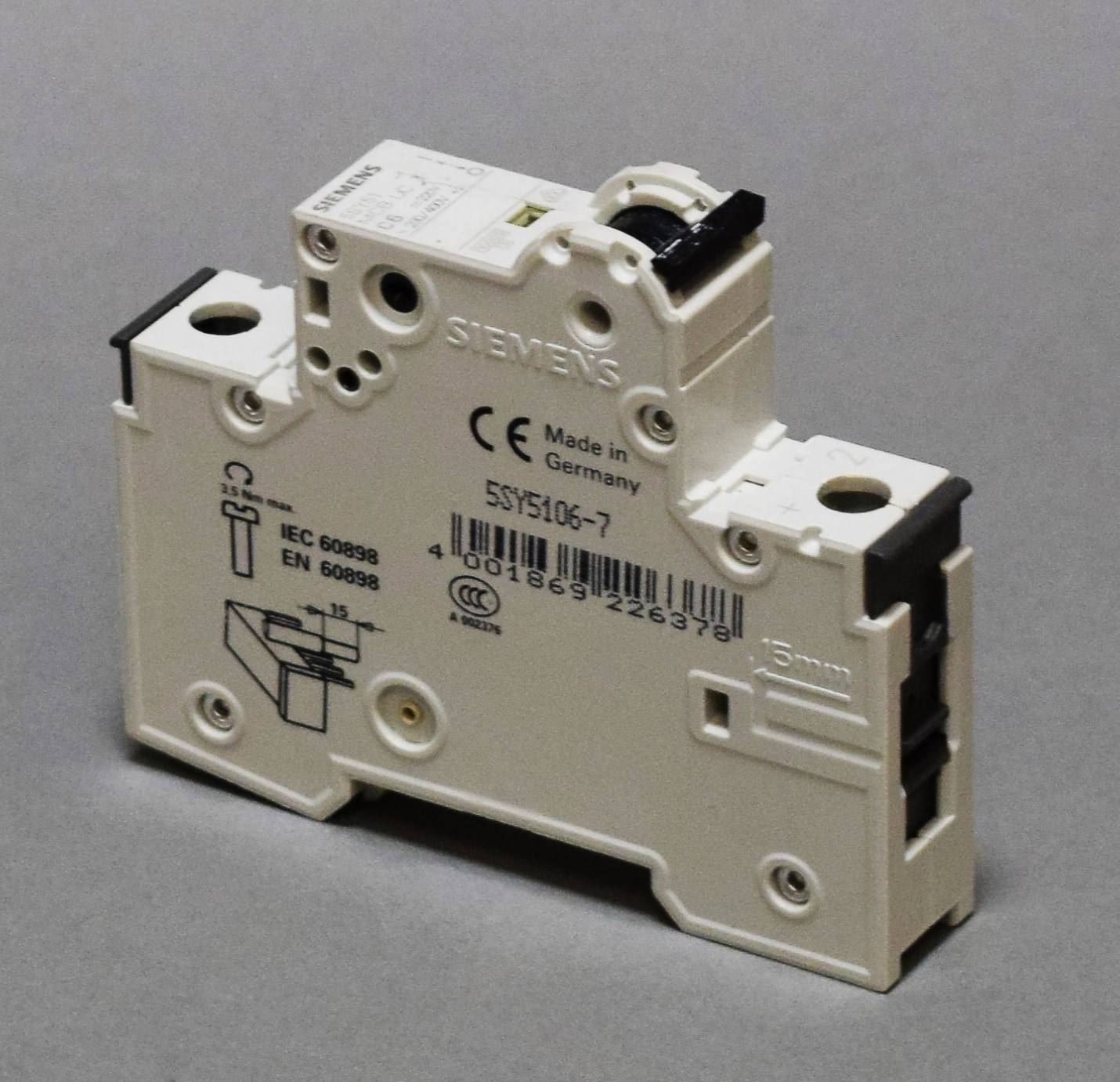 Siemens Dig.Industr. Leitungsschutzschalter 1p,C,06A,10kA,T=70mm 5SY5106-7