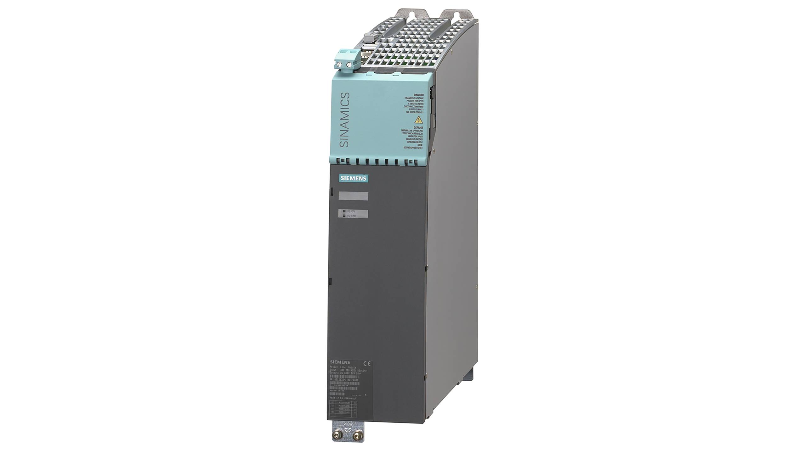 SINAMICS S120 Active Line Module Eingang: 3AC 380-480V, 50/60Hz Ausgang: DC 600V, 200A, 120kW Bauform: booksize cold-