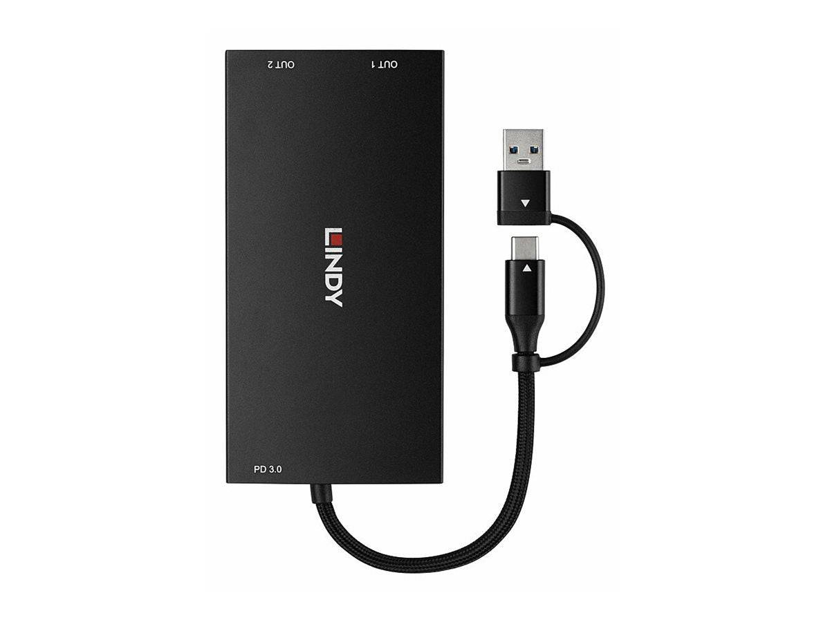 Lindy - Adapterkabel - 9-Pin USB Typ A / 24-Pin USB-C männlich zu HDMI weiblich - 11 cm - Schwarz - Unterstützung für 4K