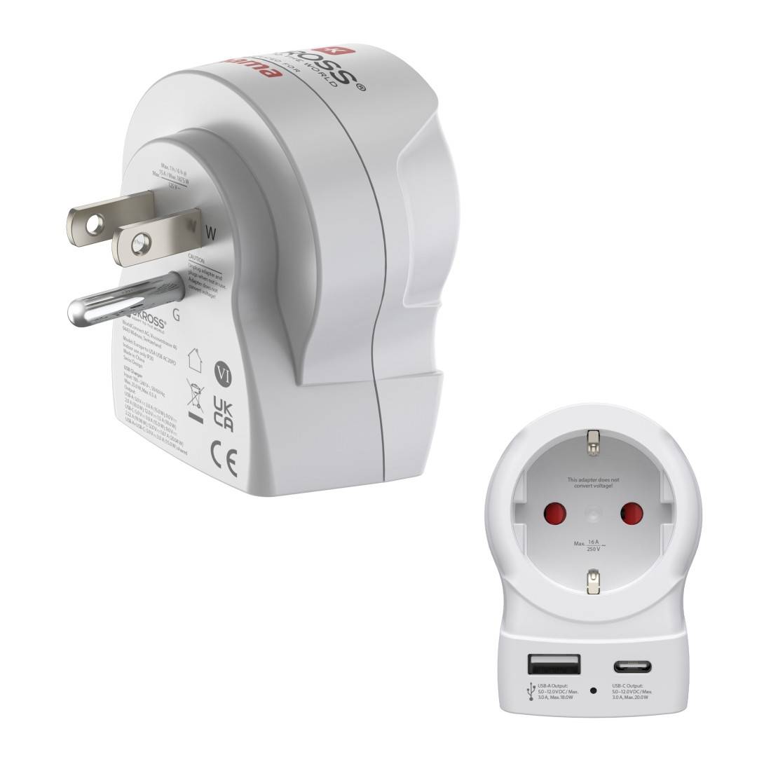 hama 00223479 Reiseadapter, "EU to US", 1x USB-A, 1x USB-C (PD), 20 W