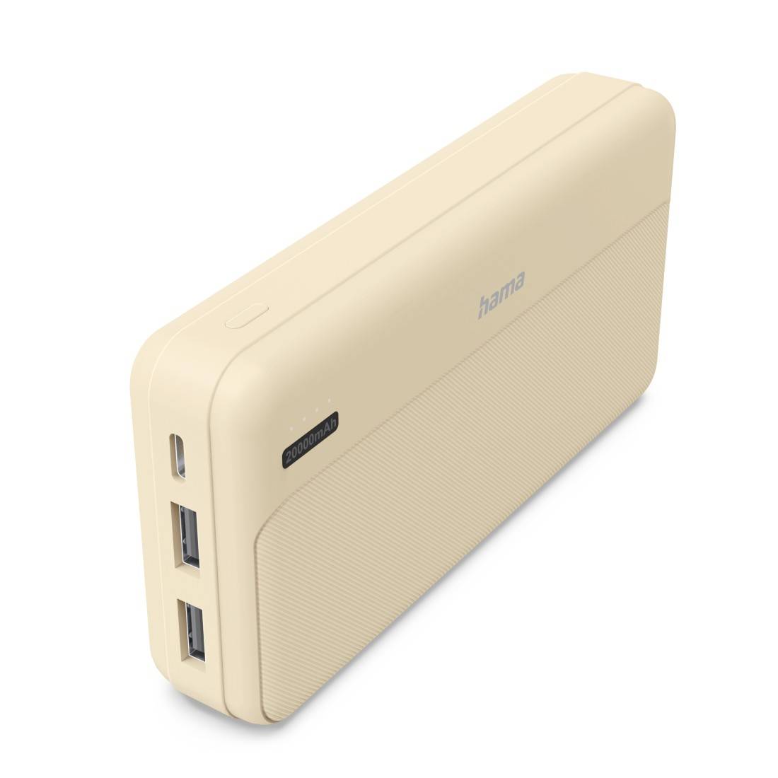 hama 00201775 Power Pack "Pocket 20", 20000mAh, Ausgänge: 2x USB-A, Sand