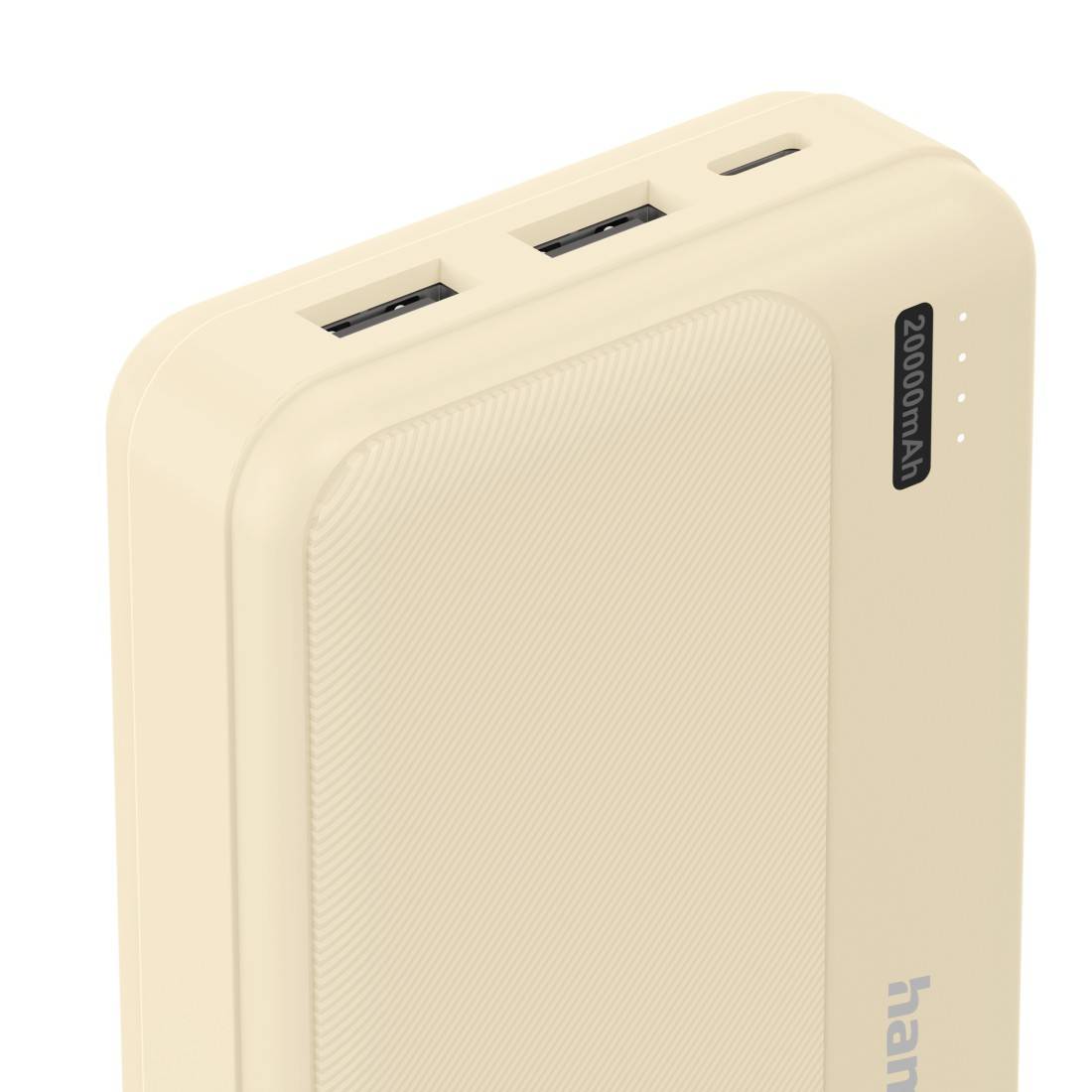 hama 00201775 Power Pack "Pocket 20", 20000mAh, Ausgänge: 2x USB-A, Sand