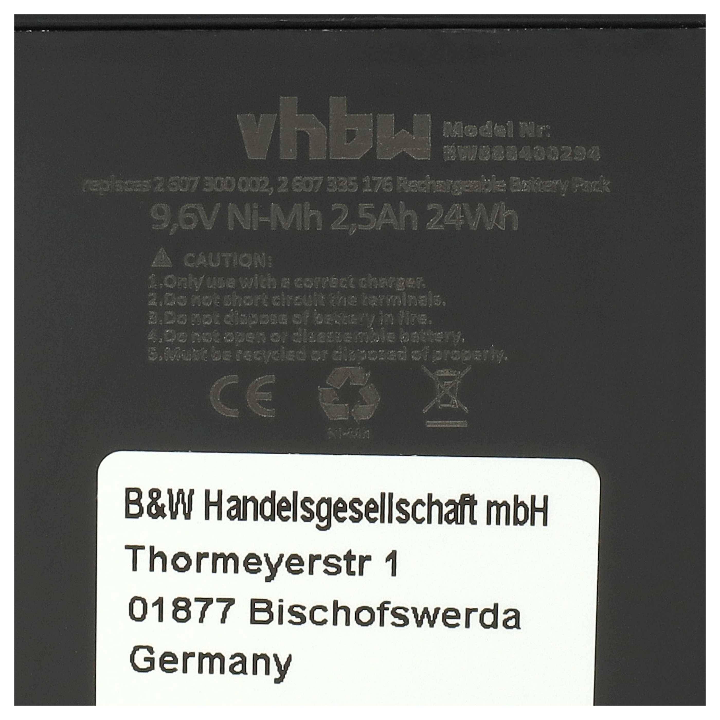 vhbw 2x Akku kompatibel mit Bosch GSS-Serie 1. Generation Werkzeug (2500 mAh, NiMH, 9,6 V)