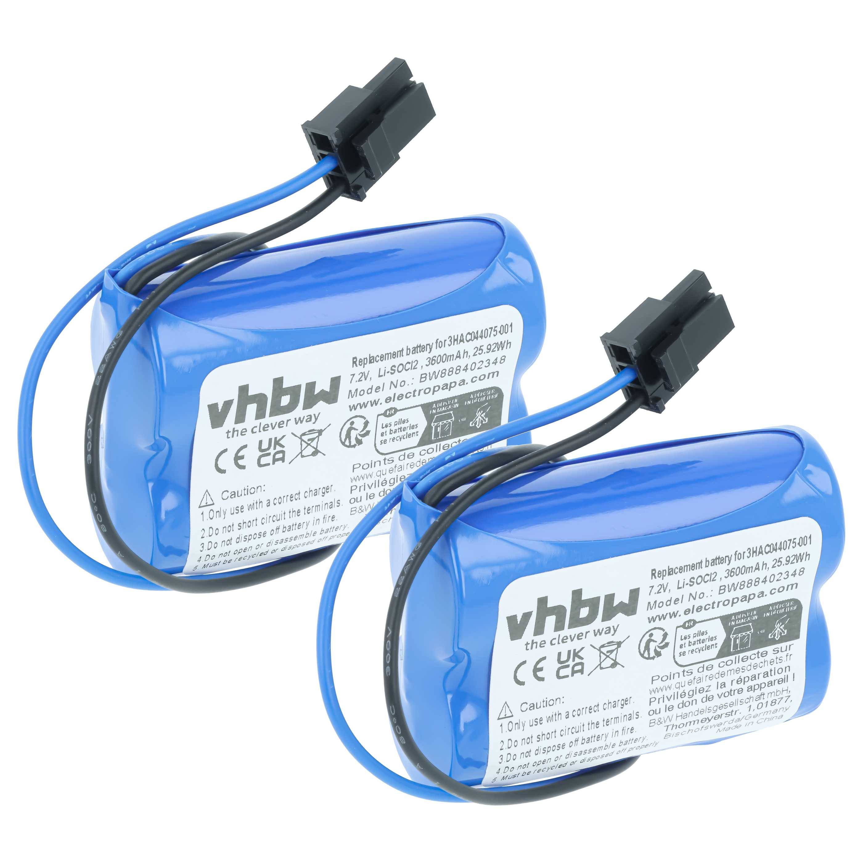 vhbw 2x Batterie kompatibel mit ABB IRB 6660-100/3.3 | IRB 6650S, IRB 6640, IRB 6620, IRB 660, IRB 4600 Industrieroboter