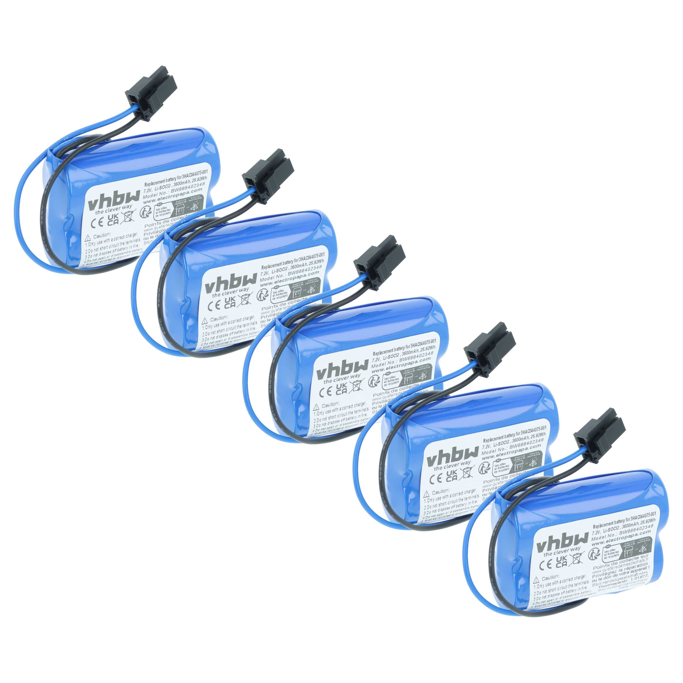 vhbw 5x Batterie Ersatz für ABB 3HAC044075-001/01 | 3HAC044075-001 für Industrieroboter (3600 mAh, 7,2 V, Li-SOCl2)