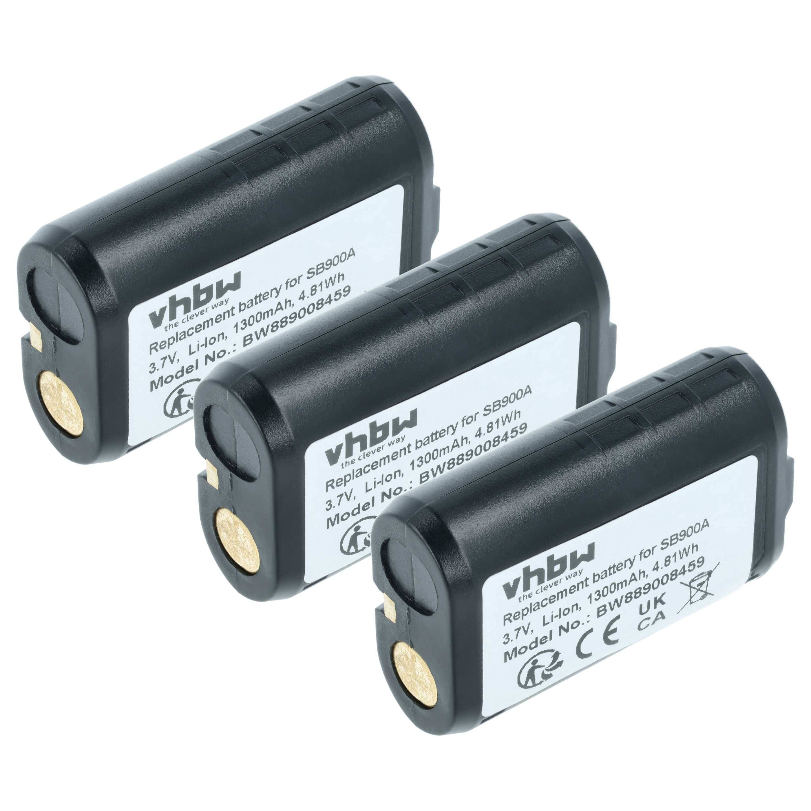 vhbw 3x Akku kompatibel mit Shure P10R+, AD3, AD2, AD1, P10R, P9RA+, P3RA, P9RA Digitales Funksystem, Taschensender