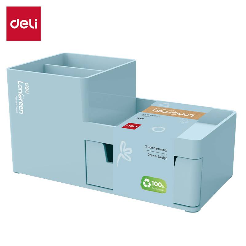 Deli EZ419, Recycelbarer Kunststoff, Blau, 1 Schublade(n), 172 x 88 x 90 mm, Global Recycled