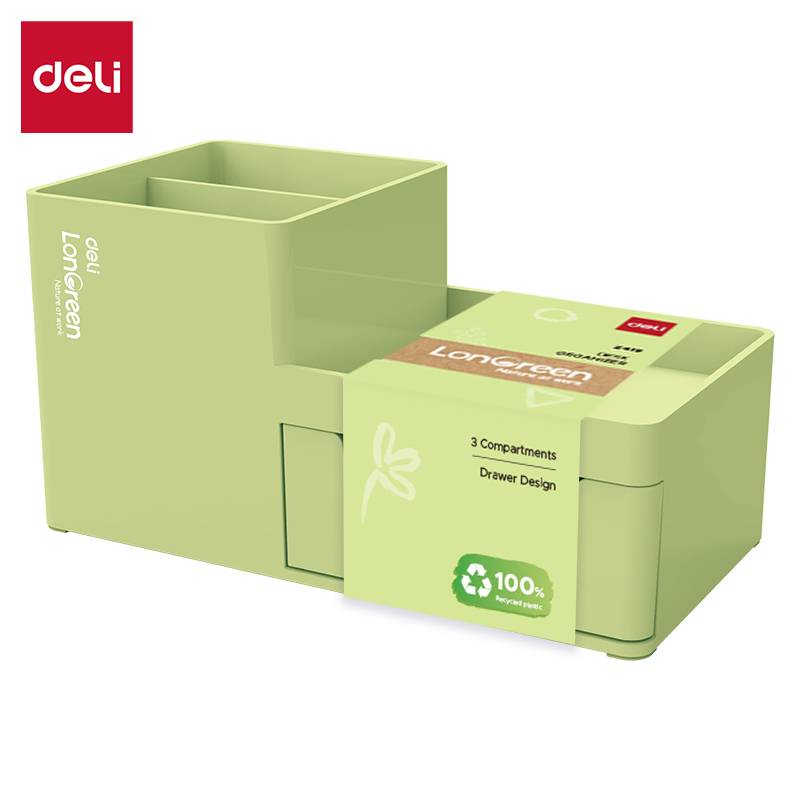 Deli EZ419, Recycelbarer Kunststoff, Grün, 1 Schublade(n), 172 x 88 x 90 mm, Global Recycled Standard (GRS), Forest Stew
