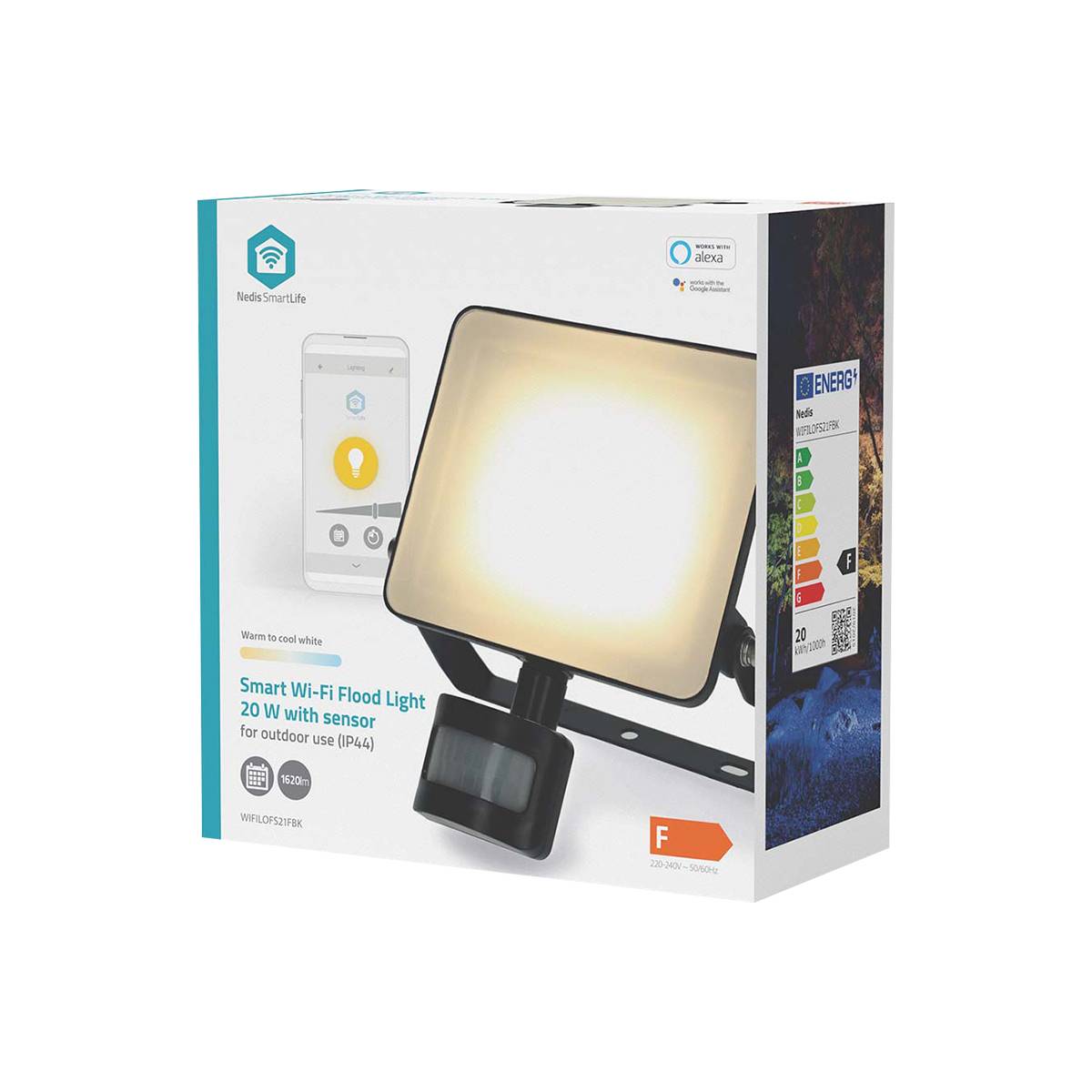 LED-WLAN-Strahler mit Bewegungsmelder 1500 lm 20W Schwarz