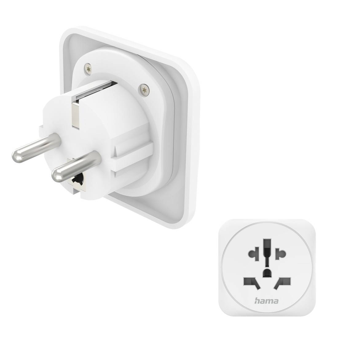 hama 00223462 Reiseadapter Typ E und F, 3-polig, universal, Welt nach Europa, Weiß