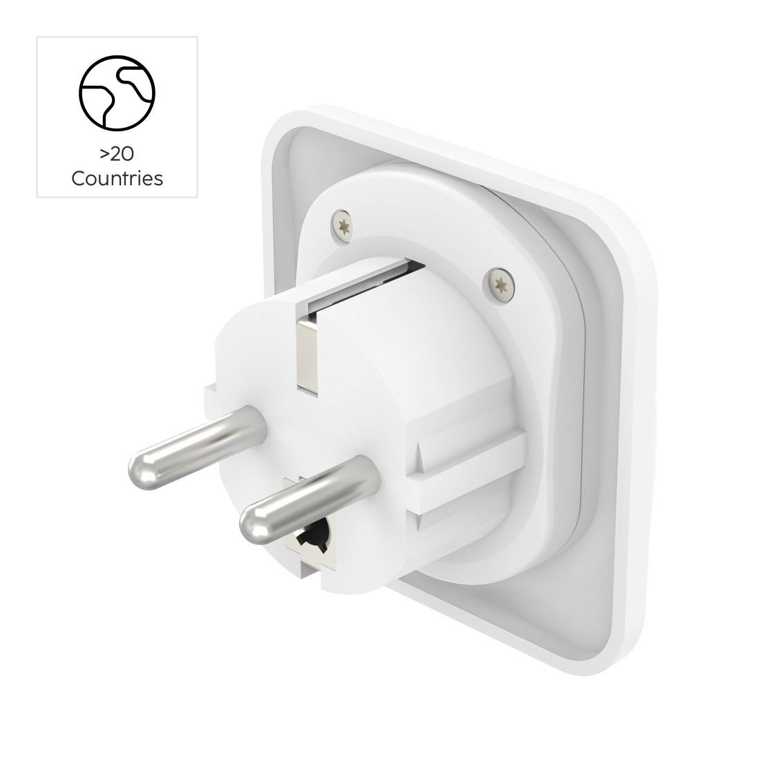 hama 00223462 Reiseadapter Typ E und F, 3-polig, universal, Welt nach Europa, Weiß