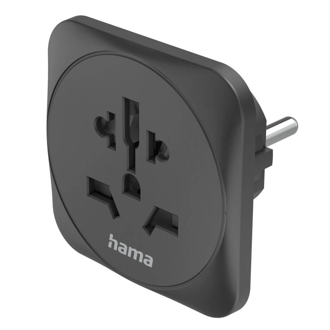 hama 00223461 Reiseadapter Typ E und F, 3-polig, universal, Welt nach Europa, Schwarz