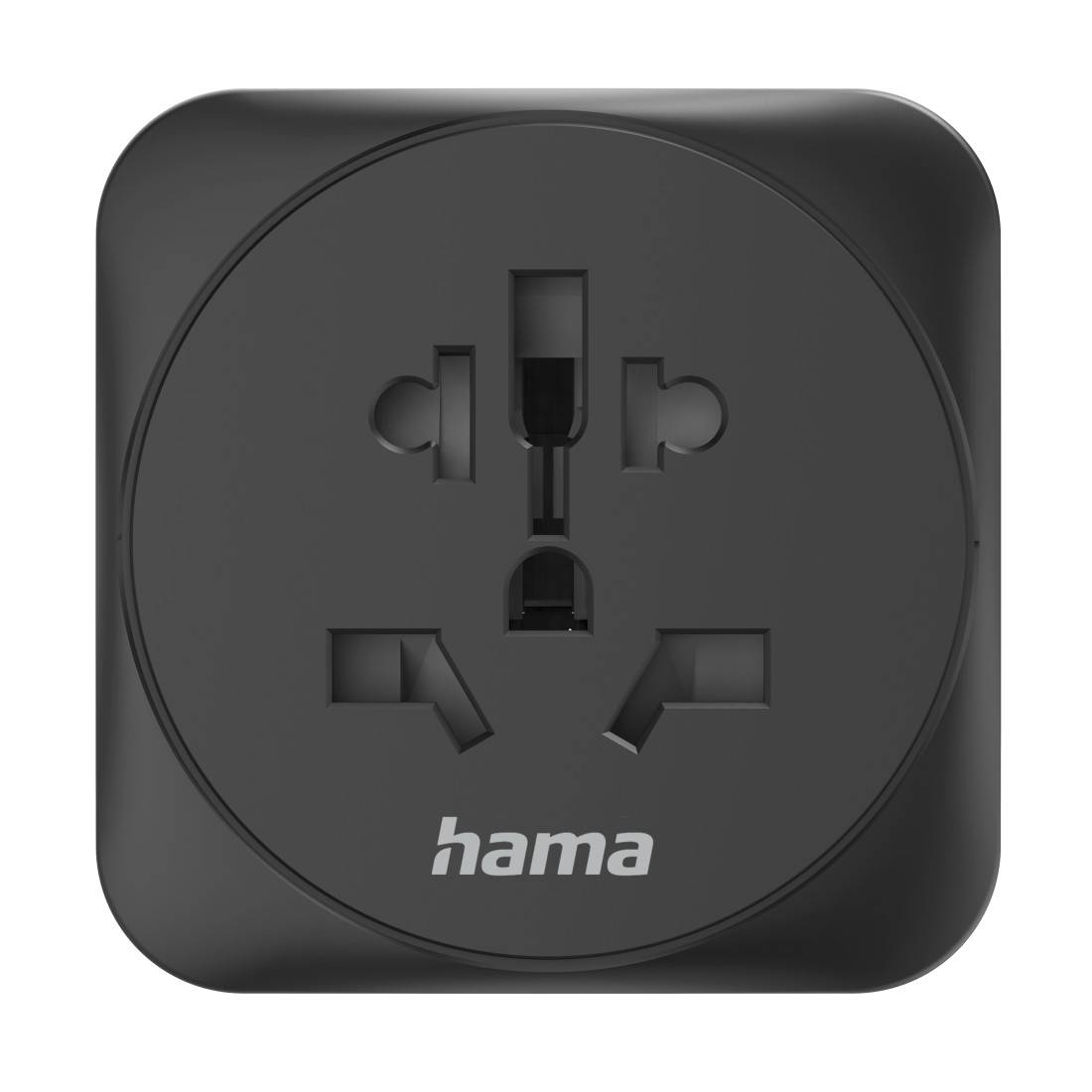hama 00223461 Reiseadapter Typ E und F, 3-polig, universal, Welt nach Europa, Schwarz