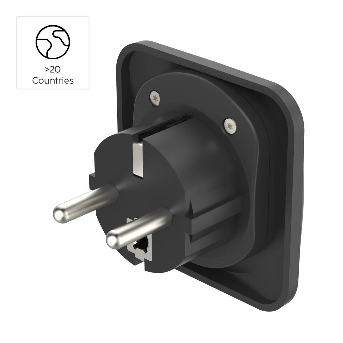 hama 00223461 Reiseadapter Typ E und F, 3-polig, universal, Welt nach Europa, Schwarz