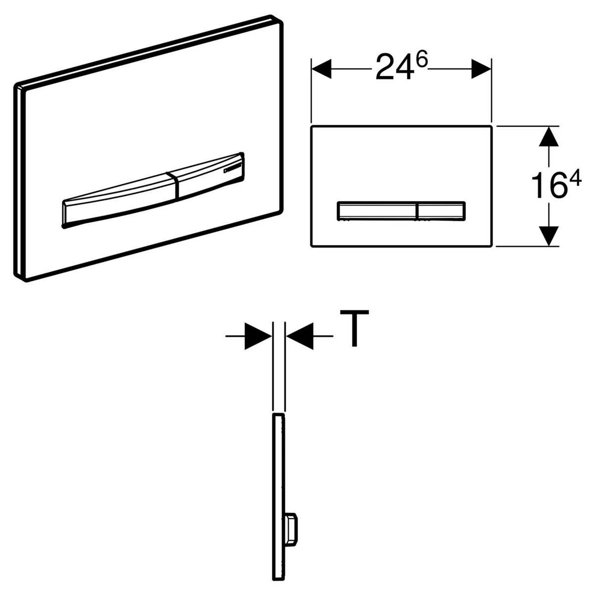 Geberit Drückerplatte Sigma50, 2-Mengen-Spülung, Square, Schwarz, Metallfarbe verchromt, Easy to Clean-beschichtet