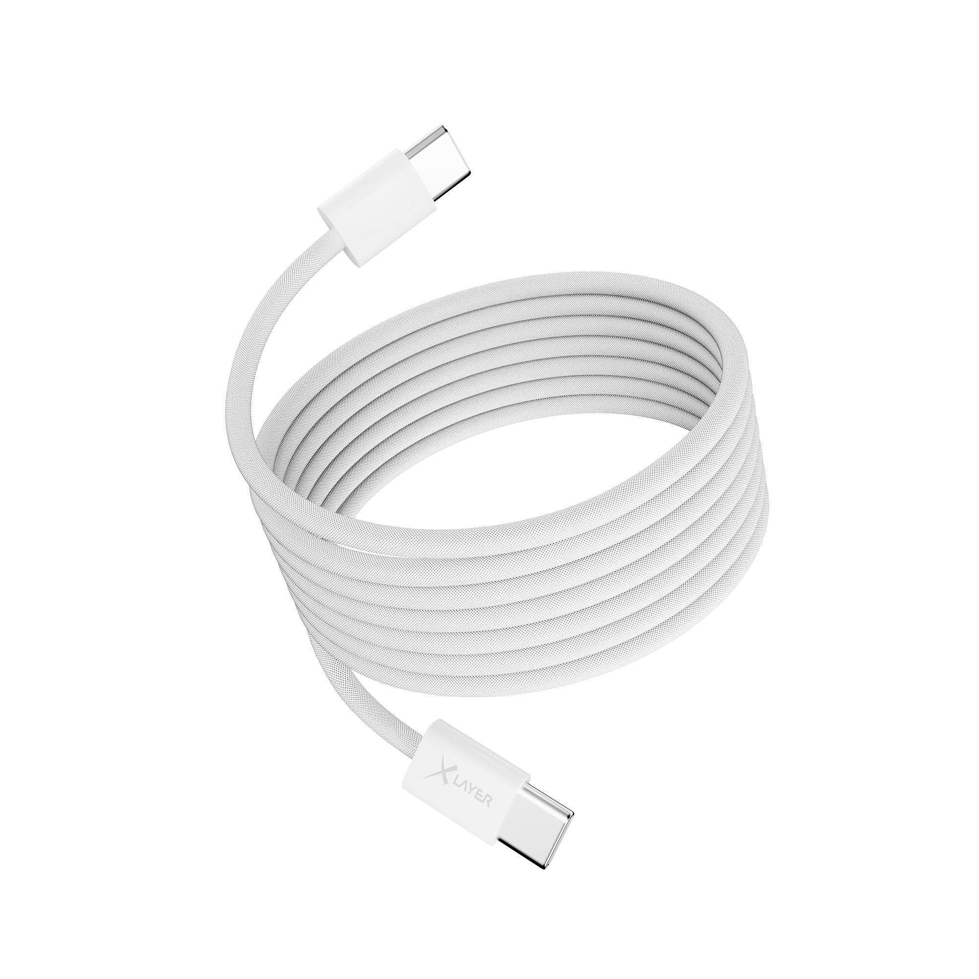 Ladekabel XLayer magnetisches feingewebtes Kabel USB Typ C auf USB Typ C 100W 1.5 m weiß