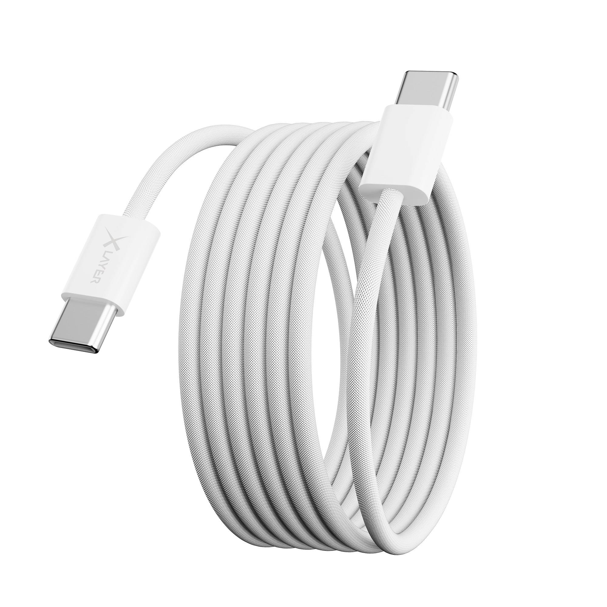 Ladekabel XLayer magnetisches feingewebtes Kabel USB Typ C auf USB Typ C 100W 1.5 m weiß