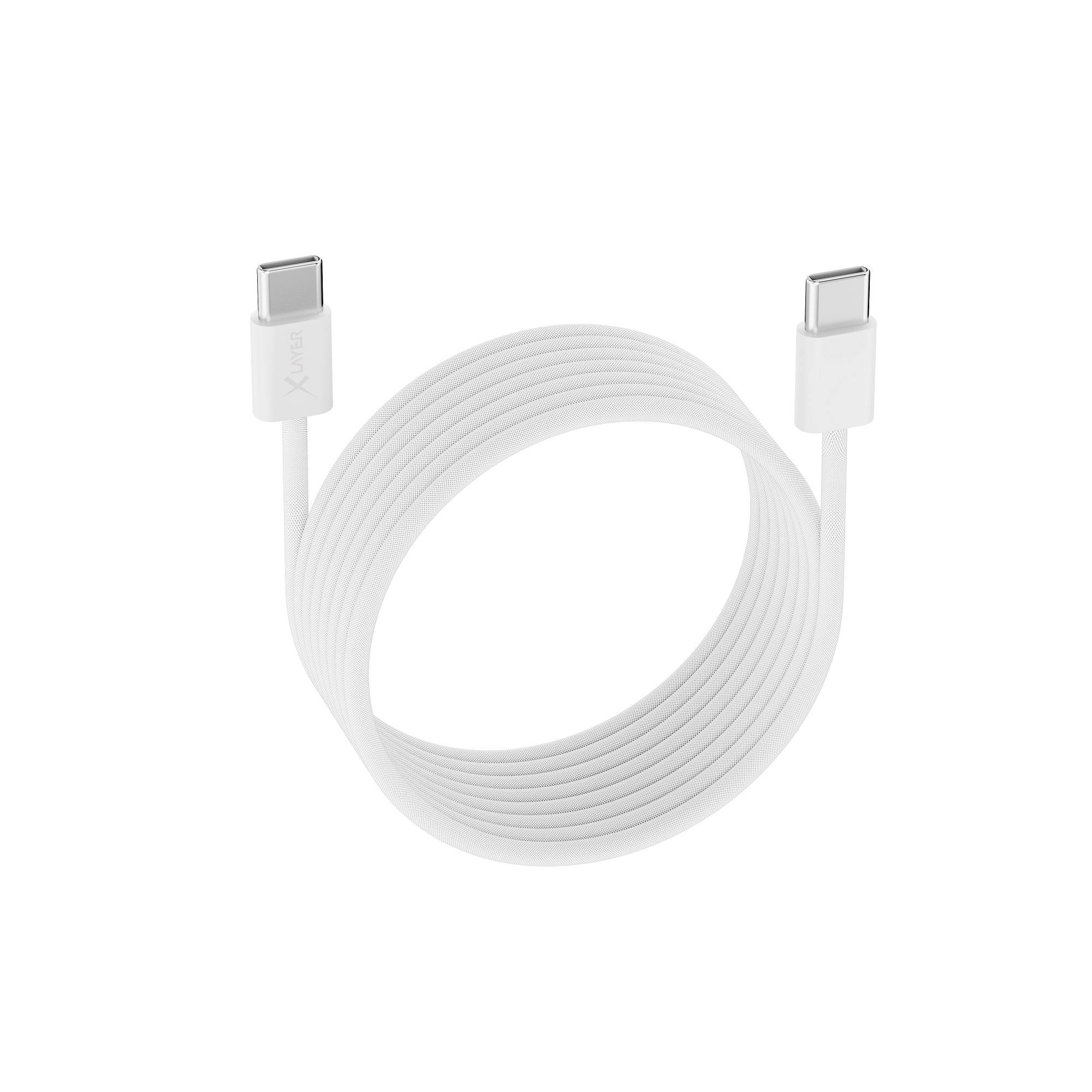 Ladekabel XLayer magnetisches feingewebtes Kabel USB Typ C auf USB Typ C 100W 1.5 m weiß