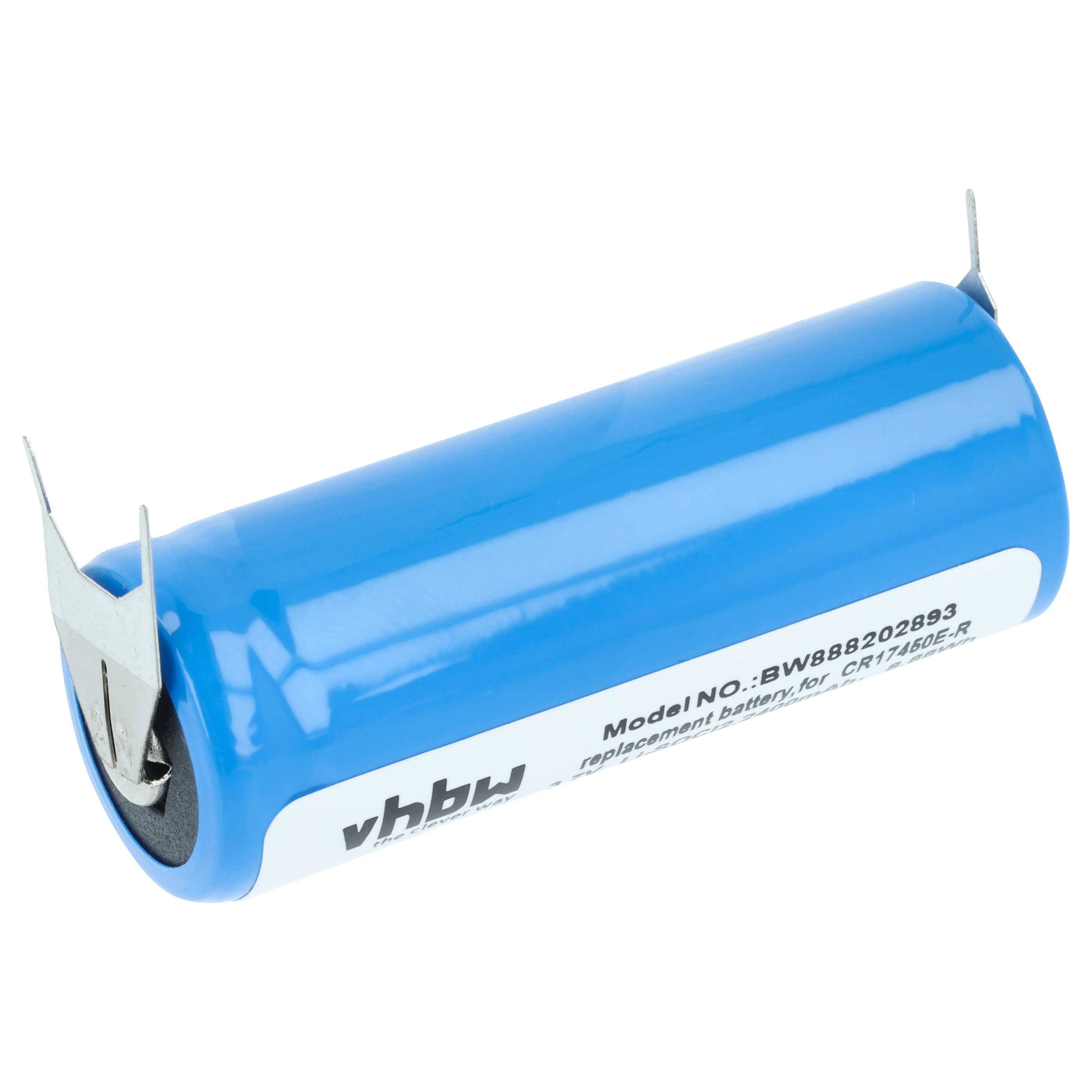 vhbw 5x Batterie Ersatz für CR17450E-R (3V, Li-Ion) für diverse Geräte, 3er Print Lötfahnen