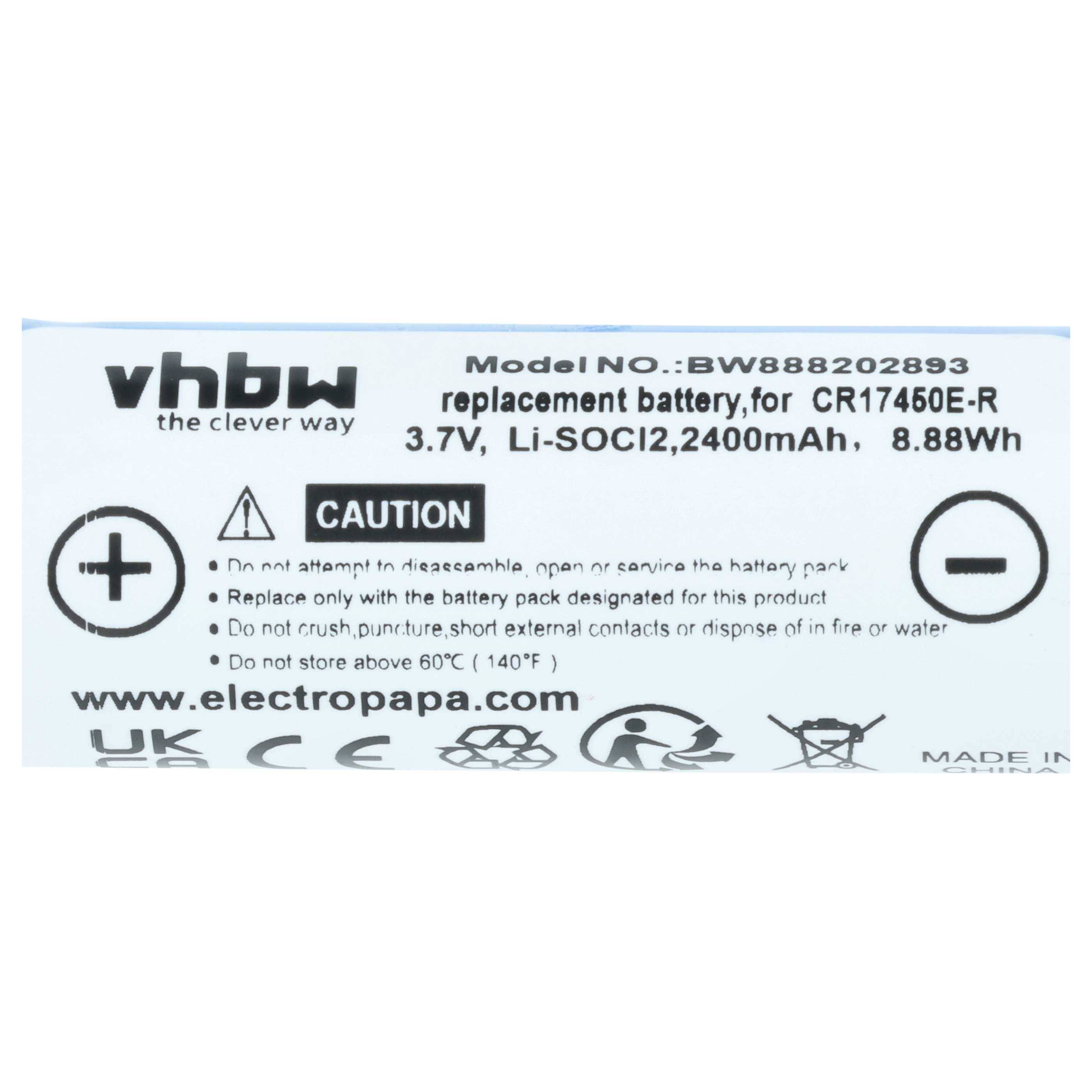 2x Batterie Ersatz für CR17450E-R (3V) für diverse Geräte, 3er Print Lötfahnen