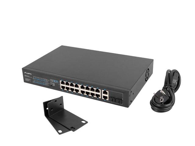 LANBERG Switch 16-Port PoE+/2x1Gb/1xSFP 10/19 unmanag. 150W Multimedia-Technik Switche
