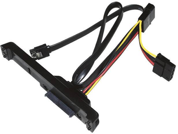 Silverstone Festplatten Adapter [1x SATA-Kombi-Buchse 7+15pol. - 2x SATA-Strom-Buchse 15pol., SATA-Buchse 7pol.] 0.50 m Schwarz