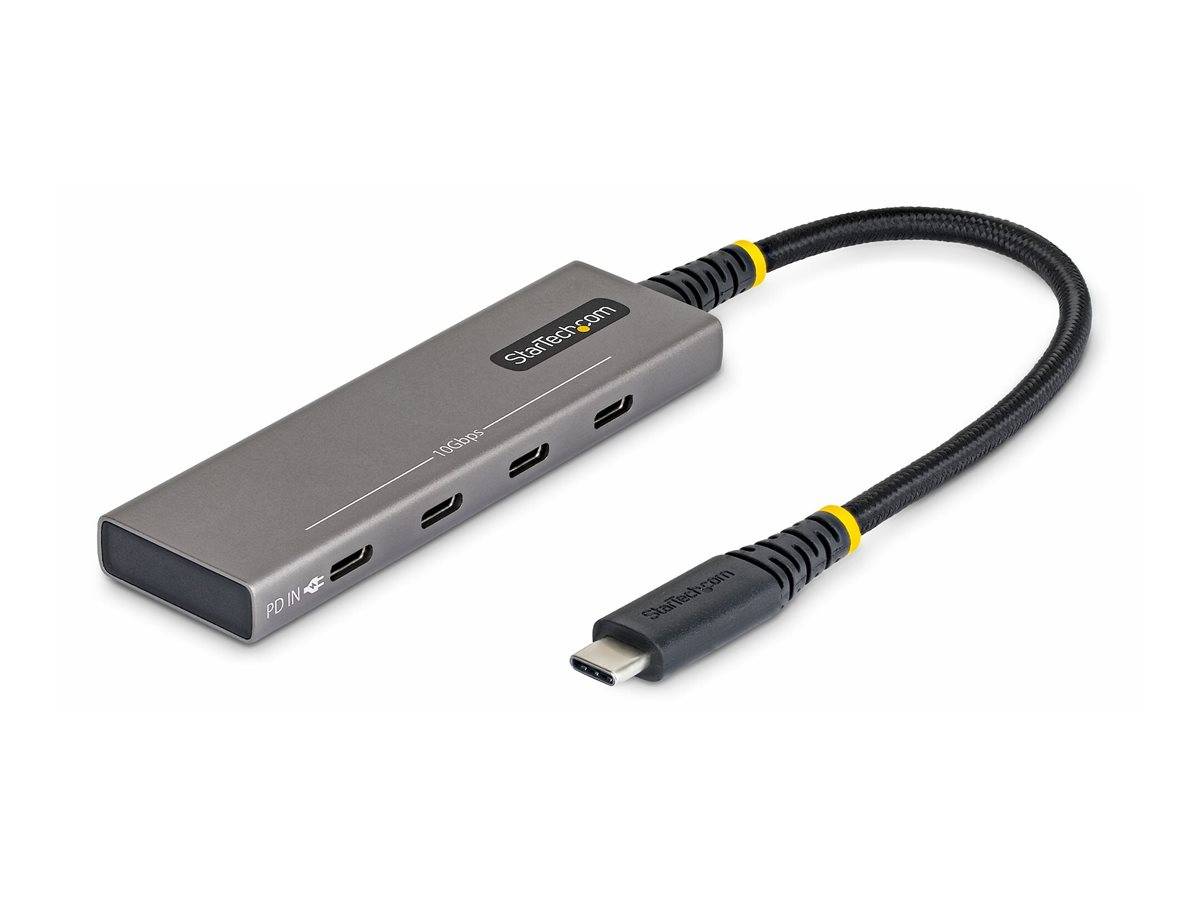STARTECH.COM - Startech - Hub - 4-Port, 10 Gbps, 100 W PD-Ladung, Überstromschutz, PCR-Aluminium - 3 x USB-C 3.2 Gen 2 +