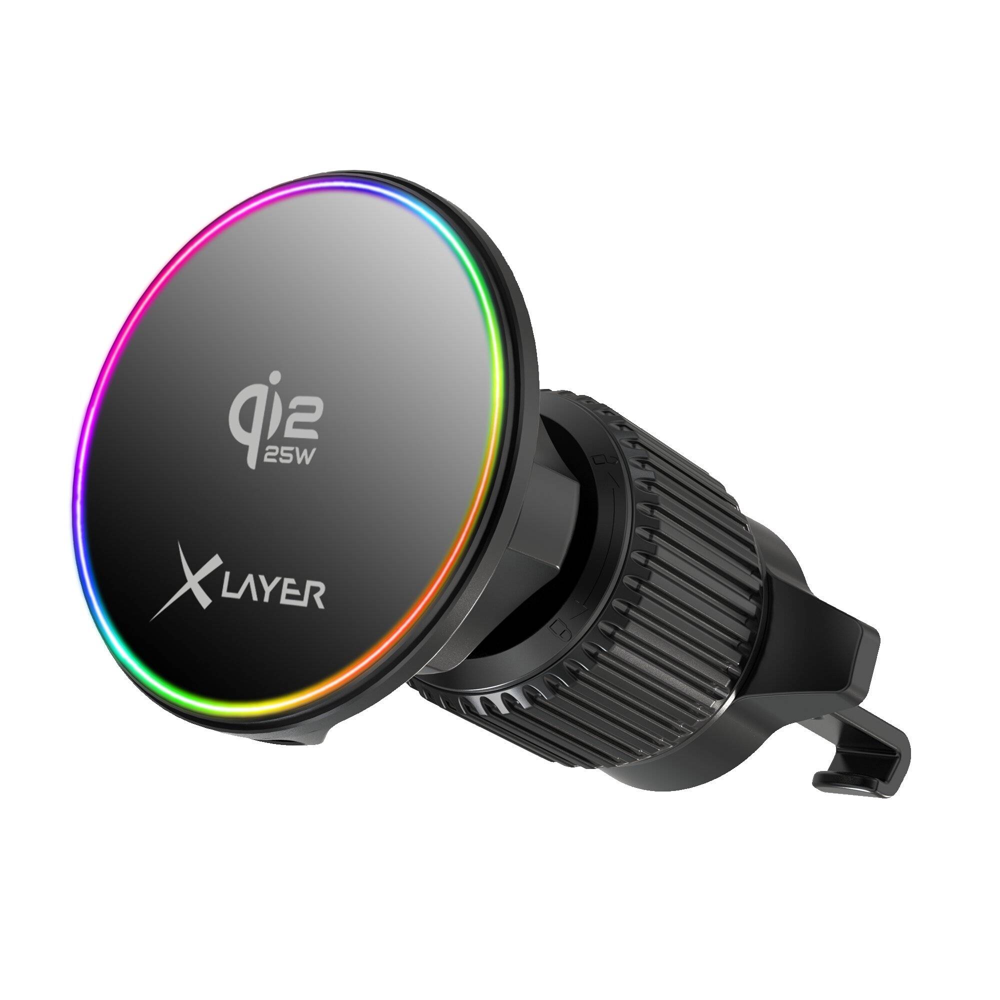 Ladegerät XLayer Wireless Qi2.2 Kfz Halterung für Lüftungsgitter schwarz