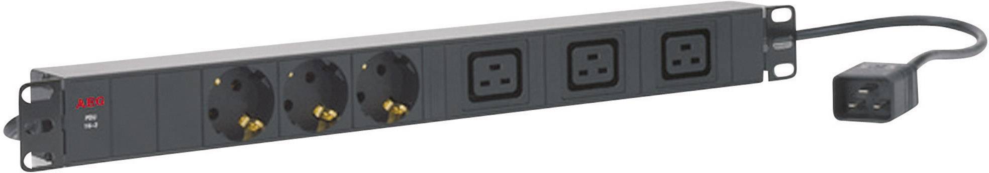 AEG Power Solutions PDU 16-2 19 Zoll  Netzwerkschrank-Steckdosenleiste 1 HE Schutzkontaktsteckdose, Kaltgeräte-Steckdose C19 16A   Schwarz