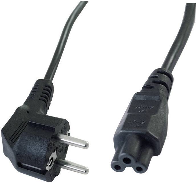Manhattan Strom Anschlusskabel [1x Schutzkontakt-Stecker - 1x Kleeblatt-Buchse C5] 1.80 m Schwarz