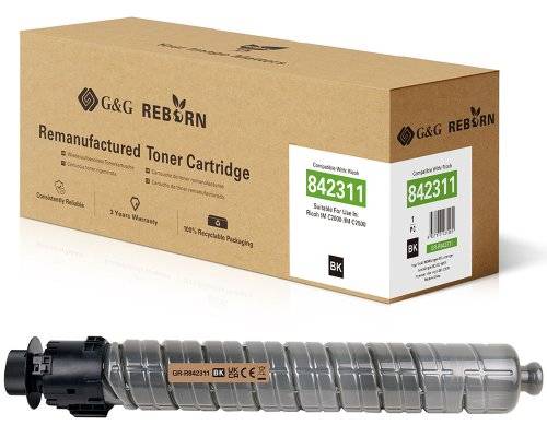 G&G Reborn-Toner kompatibel mit Ricoh 842311 BK Multimedia-Technik Toner