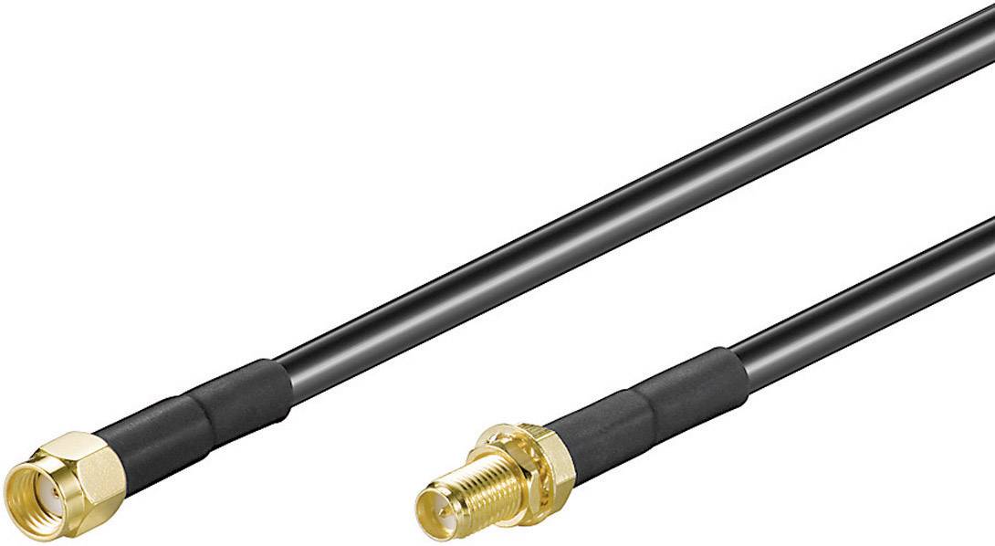 Goobay WLAN-Antennen Verlängerungskabel [1x RP-SMA-Stecker - 1x RP-SMA-Buchse] 2.00m Schwarz vergoldete Steckkontakte