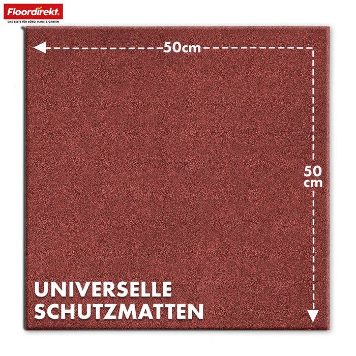 FLOORDIREKT Fallschutzmatte - Rutschfester Gummi-Bodenschutz - Rot - 50 x 50 x 3,5 cm