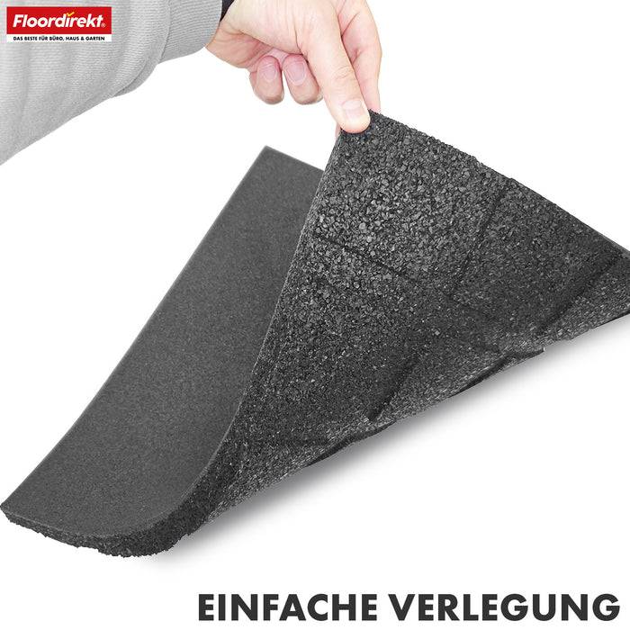 FLOORDIREKT Fallschutzmatte - Rutschfester Gummi-Bodenschutz - Grau - 50 x 50 x 3 cm