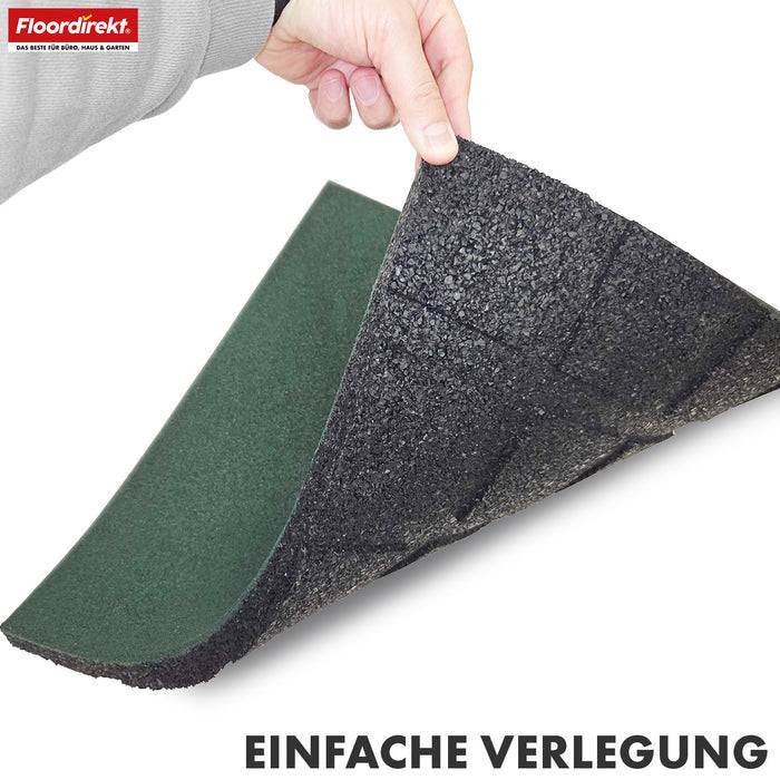 FLOORDIREKT Fallschutzmatte - Rutschfester Gummi-Bodenschutz - Grün - 50 x 50 x 2,5 cm