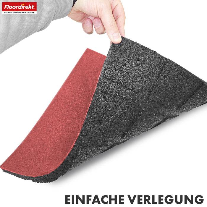 FLOORDIREKT Fallschutzmatte - Rutschfester Gummi-Bodenschutz - Rot - 50 x 50 x 4 cm