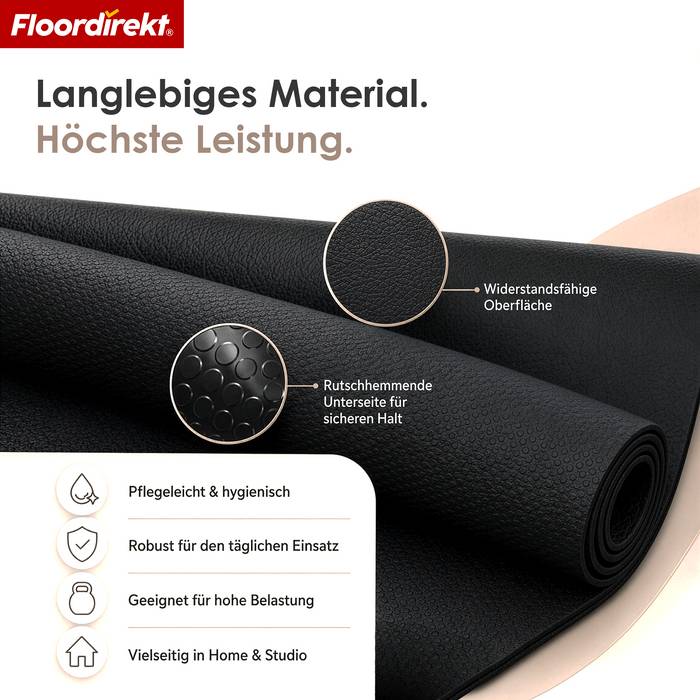 FLOORDIREKT Bodenschutzmatte Sparta - Unterlegermatte für Laufband & Crosstrainer - 200 x 90 cm