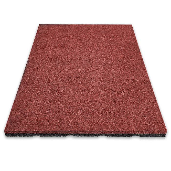 FLOORDIREKT Fallschutzmatte - Rutschfester Gummi-Bodenschutz - Rot - 50 x 50 x 4 cm