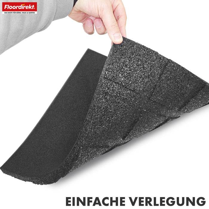FLOORDIREKT Fallschutzmatte - Rutschfester Gummi-Bodenschutz - Schwarz - 50 x 50 x 3 cm