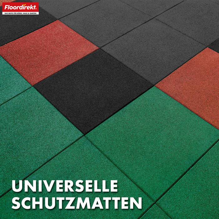 FLOORDIREKT Fallschutzmatte - Rutschfester Gummi-Bodenschutz - Grau - 50 x 50 x 3 cm