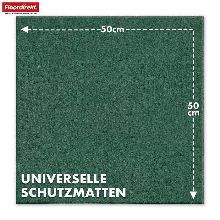 FLOORDIREKT Fallschutzmatte - Rutschfester Gummi-Bodenschutz - Grün - 50 x 50 x 2,5 cm