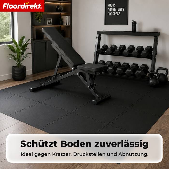 FLOORDIREKT Gummi Steckmatte - Rutschhemmend & stoßdämpfend - 50 x 50 cm - Randstück