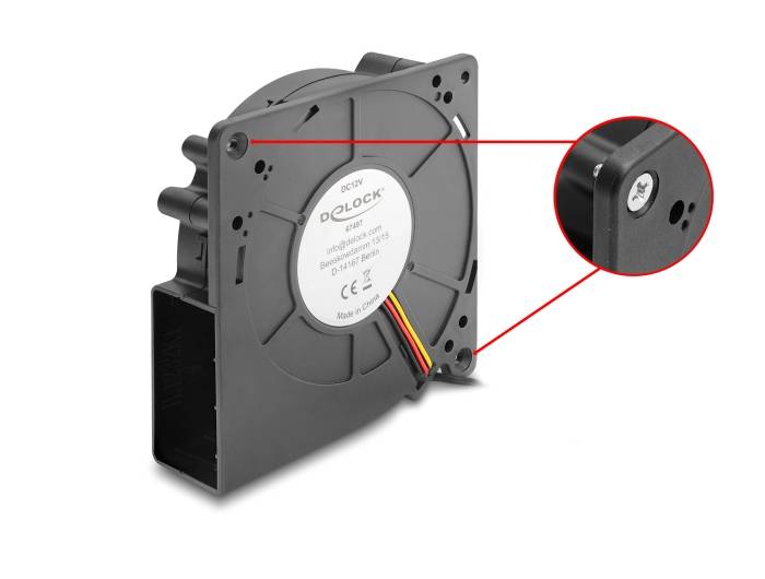 DeLOCK Radiallüfter / Lüftergebläse 12 V DC 120 x 120 x 33 mm mit 3-Pin Lüfteranschluss, schwarz