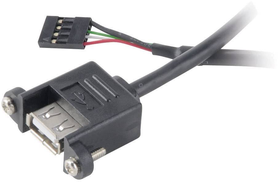 Akasa USB-Kabel USB 2.0Pfostenstecker 4pol., USB-A Buchse 0.60m Schwarz schraubbar, vergoldete Steckkontakte, UL-zertifiziert