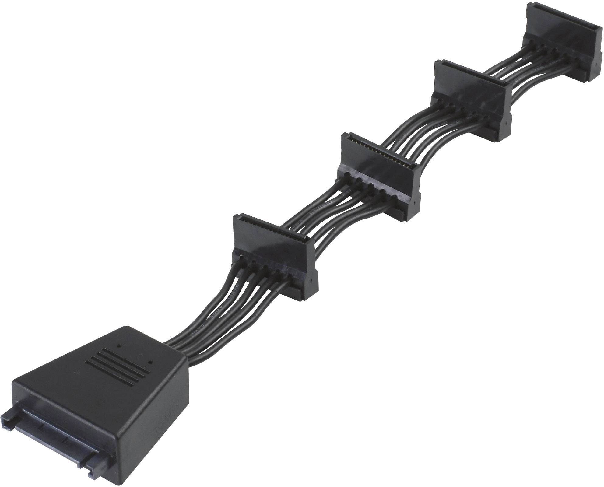 Silverstone Festplatten Anschlusskabel [1x SATA-Strom-Stecker 15pol. - 4x SATA-Strom-Buchse 15pol.] 1.80 m Schwarz