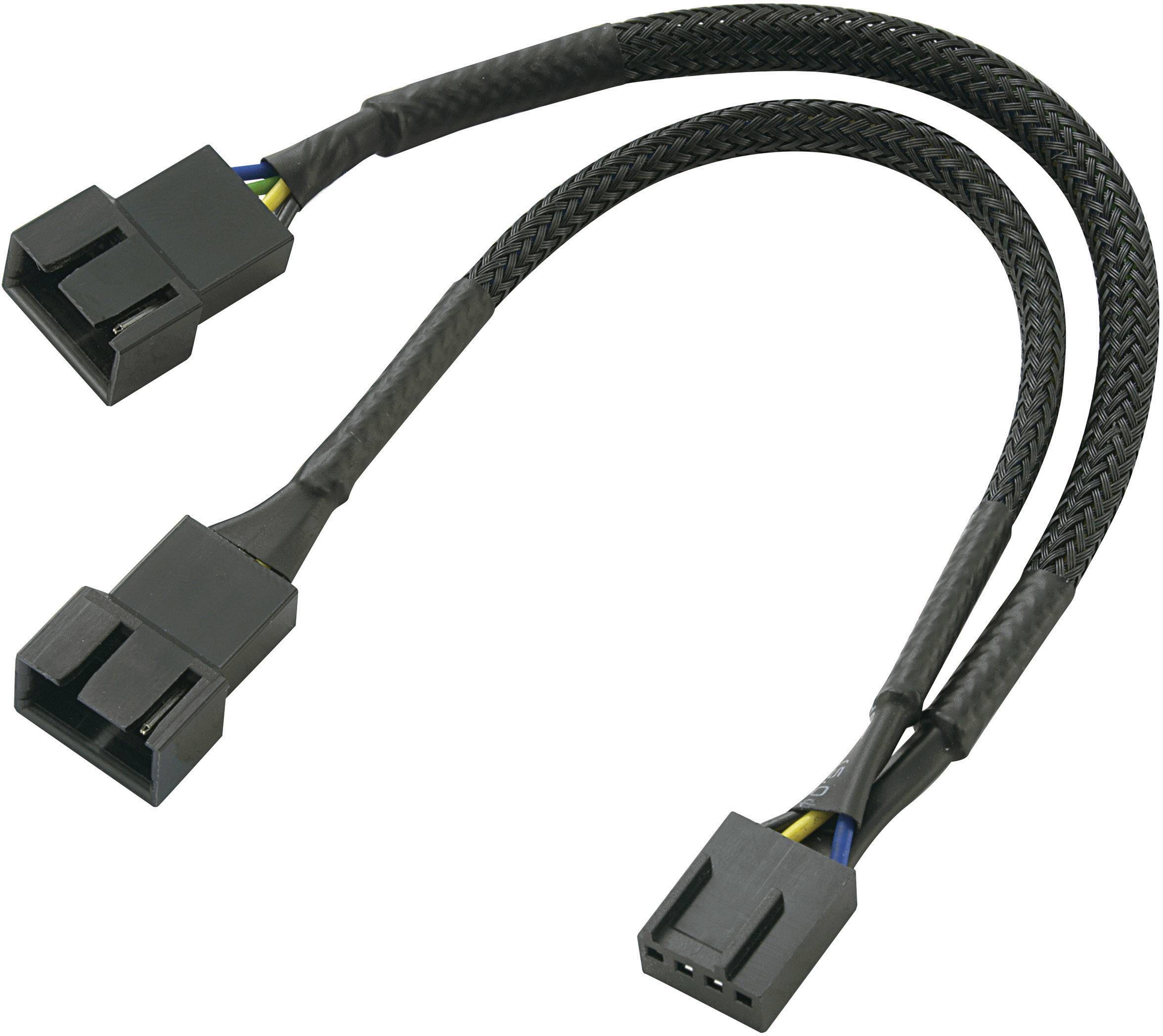 'Y-Kabel-Splitter': Ein schwarzes geflochtenes Kabel mit zwei Steckern auf einer Seite und einem Stecker auf der anderen Seite.ées