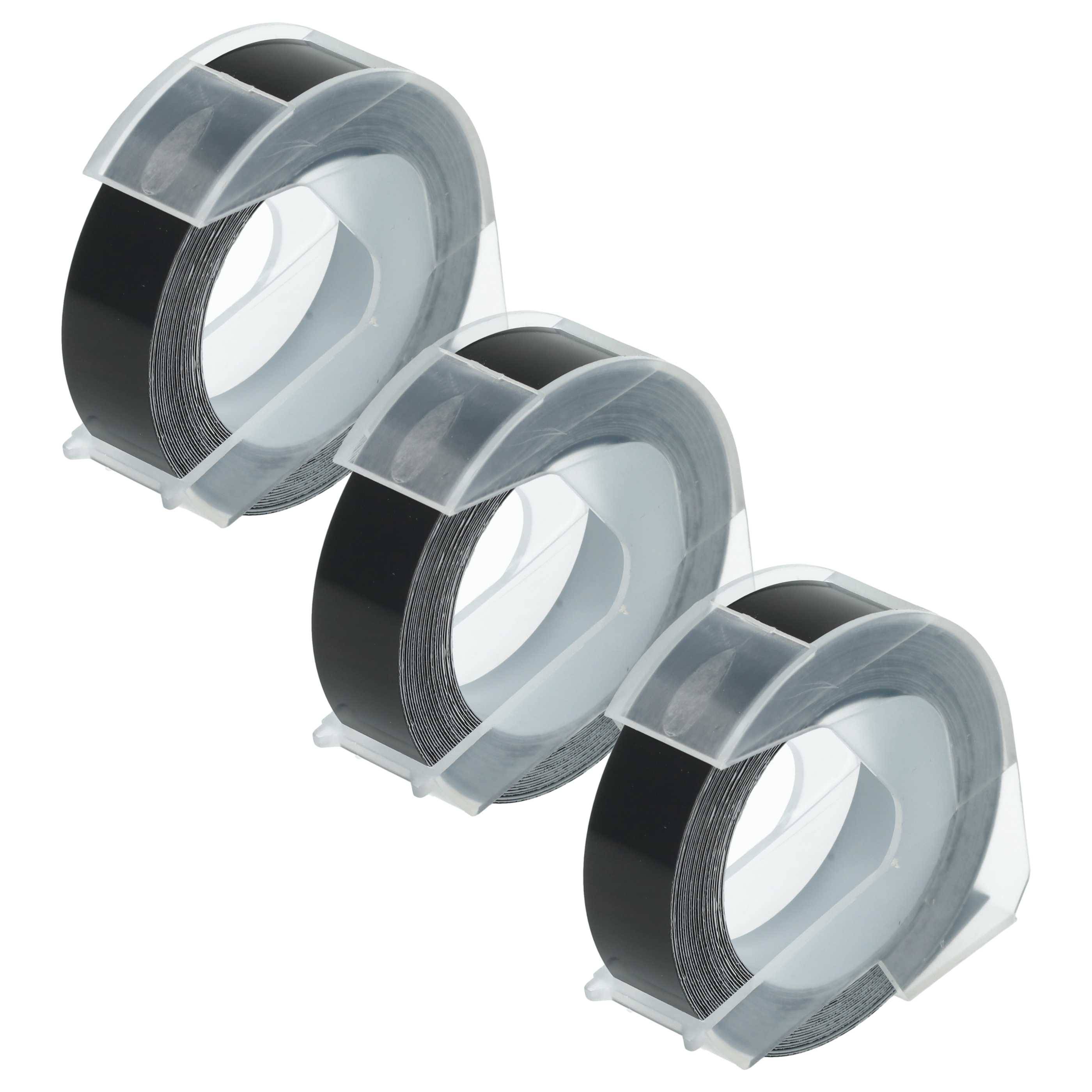 vhbw 3x 3D Prägeband-Schriftband-Kassette Ersatz für Dymo 0898132 für Etiketten-Drucker 3m x 12mm Weiß auf Schwarz