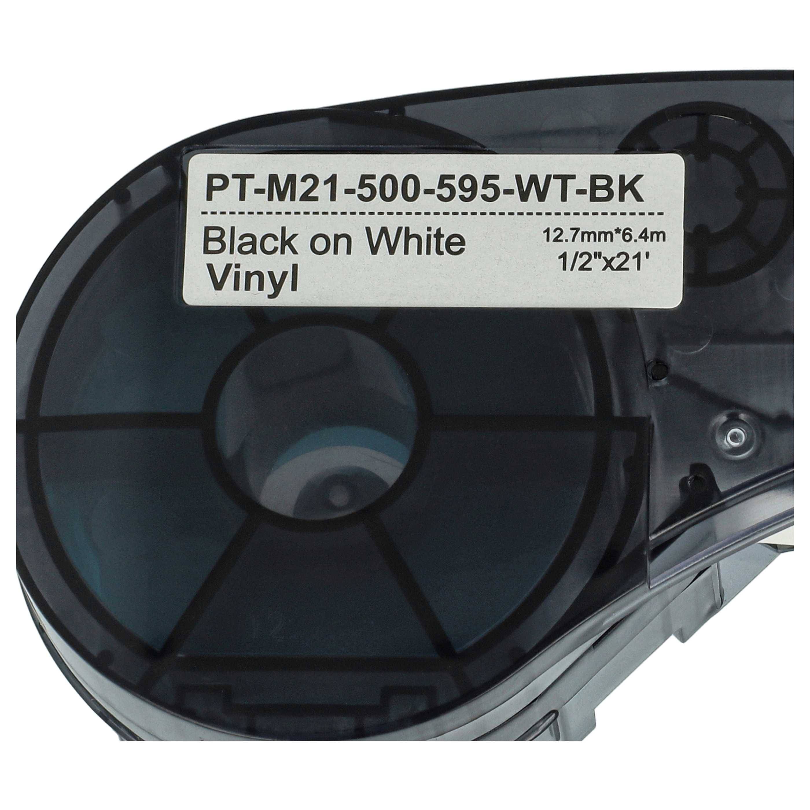 vhbw 2x Schriftband-Kassette Ersatz für Brady M21-500-595-WT für Etiketten-Drucker 6,4m x 12,7mm Schwarz auf Weiß, Vinyl